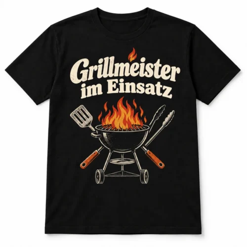 Herren-T-Shirt Grillmeister im Einsatz – Produktansicht